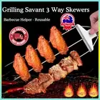 3 Way Grill Skewers Shrimp Skewers Stainless Steel Grilling Sticks Bbq Kebab AF