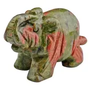 Nupuyai Hand Carved Healing Crystal Elephant Pocket Statue Sculpture Figurines