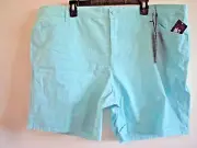 Ladies Gloria Vanderbilt Shorts Size 22W Aqua Print NEW
