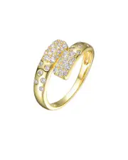 Genevive 14K Over Silver CZ Clear Bypass Ring