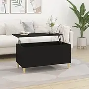 Modern Coffee Table Black 90 x 44.5 x 45 cm - Engineered Wood with Lift-Top Design, Ample Storage, and Sturdy Tabletop for Living Room Furniture