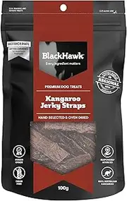 Black Hawk Kangaroo Jerky Straps Dog Treat 100 g