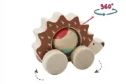 Kaper Kidz - ECO PLAY PUSH A LONG SPINNING HEDGEHOG - Eco-Friendly Wooden Toy