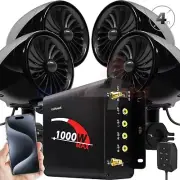 1000W Bluetooth Motorcycle Stereo 4 Speakers Audio MP3 System AUX USB FM Radio