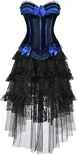 [Hengzhifeng] Vintage Corset Steampunk Bustier with Lace skirt Dancewear Rocker Costume Women