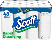 Rapid-Dissolving Toilet Paper, 48 Double Rolls, Septic-Safe & Sustainable