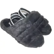 BEM-1 Top Moda Grey Soft Faux Fur Slide Sandal Slipper, 5.5 New in Box
