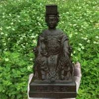 在飛比找Yahoo!奇摩拍賣優惠-【熱賣精選】越南黑檀木雕工藝品圣母娘娘佛像擺件媽祖神像木質工