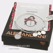Authentic Alex and Ani Snowman Shiny Silver Expandable Charm Bangle CBD