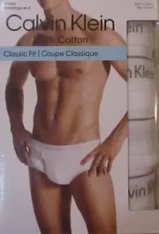 4 CALVIN KLEIN MENS WHITE GRAY BLACK 100% COTTON CLASSICS BRIEFS SIZES S M L XL