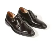 Leather Men's Boots Firenze Atelier Handmade Brown Monk Strap Oxford Dress Shoes