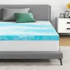 Mattress Topper, 3 Inch Gel Infused Memory Foam Mattress Topper, Queen Blue