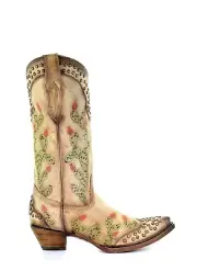 Corral Nopal Cactus Embroidered Studded Leather Snip Toe Western Boots Womens 7M