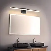 Black Modern Wall Sconce Bathroom Vanity Wall Lights LED Wall Lighting Fixtures 100cm Long Strip Wall Lights Fitting Minimalist Acrylic Aluminium Warm White Above Mirror (100cm,Warm Light)
