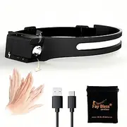 Fay Bless USB C Rechargeable LED Sensor Headlamp with Adjustable Angle