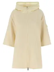 [Moncler] Moncler-Two-Material Hood Mantelle Bianco-Donna OS