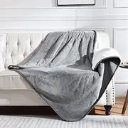 Yaning Waterproof Blanket for Bed Couch Sofa, Soft Liquid Pee Proof Pet Blankets for Dogs Cats, Reversible Sherpa Fleece Blanket for Furniture Protector (Grey, 127x152cm)