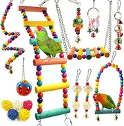Bird Parakeet Toys, Swing Hanging Standing Chewing Toy Hammock Climbing Ladder Bird Cage Colorful Toys Suitable for Budgerigar, Parakeet, Conure, Cockatiel, Mynah, Love Birds, Finches