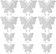 12 PCS Butterfly Rhinestone Car Stickers, Self Adhesive Car Decoration Stickers, Car Stickers and Decals for Women, Bedazzled Stickers for Laptops, Car Bumper Window (Silver)