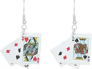 [COLORFUL BLING] Creative Poker Dangle Earrings Simulate Playing Cards Cool Funny Earrings Unique Gambling Casino Jewelry Gift