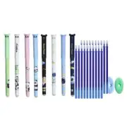 Cartoon Gel Pen with Pen Refills and Eraser Erasable Gel Pen 0.5mm Needle Tip