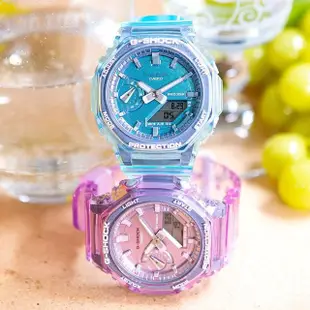 【CASIO 卡西歐】G-SHOCK 女錶 八角農家橡樹 半透明雙顯手錶-藍(GMA-S2100SK-2A)