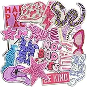 Trendy Patch, Fashion Iron On Patches, Cute DIY Sewing Decor Patches for Backpacks, Embroidery Applique Aesthetic Stuff for Clothing, Jackets, Jeans (Trendy3 16 Pcs)