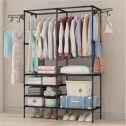 108x36x170cm Storage Rack Clothes Shelf Hanger Garment Stand Closet Organizer Wardrobe Rail Black