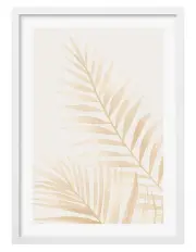 [Profile Australia] Australian Made Watercolour Palm Leaves Beige Art Print A2 in White Frame