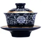 140ml Tradition Silver Gaiwan Chinese Black Tea Cup Covered Bowl Tea Set Tureen