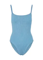 Hunza G Pamela Seersucker Swimsuit, Swimsuit, Blue - One Size One Size