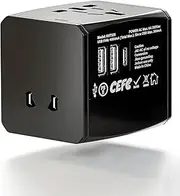 Universal Travel Adapter One International Wall Charger AC Plug Adaptor with 2USB A and 1USB Type-C for iPhone, Tablet, Gopro for Over 200 Countries USA EU UK AUS Bali Americas