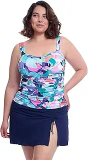 [Profile by Gottex] Holi Plus Size Abstract Floral Print Women’s Tankini Bathing Suit Top with Underwired Foam - Swim Essential