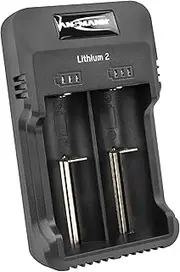 Ansmann Lithium 2 Li-Ion NiMH & NiCd Battery Charger for Rechargeable Batteries with Micro USB Charge Cable & LED Lights | Charging and Monitoring of Individual Cells