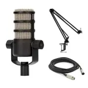 Rode PodMic Dynamic Podcast Microphone with StreamEye BOOMARM Mic Arm, XLR Cable