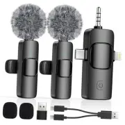 4 in 1 Mini Wireless Lavalier Microphone for All Devices (iOS, Black M2 3IN1