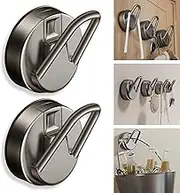 Boxonly Removable Suction Cup Hooks - Gun Gray Strong Adhesive Wall Hooks for Bathroom, Kitchen, and Shower, 2-Pack, Heavy Duty Waterproof Design
