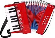 AIMEIS Accordion 17 Keys Piano Accordian Instrument,Kids Accordion Gifts for Chlidren Adults Beginners (Red)