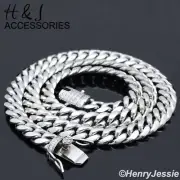 18"-40"Stainless Steel 10mm Silver ICY CZ Miami Cuban Curb Chain Necklace*N158