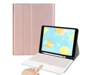 Touchpad Keyboard Case ipad 2018/2017/Air/Air2/Pro 9.7/ipad 5, 6 Case with Wireless Detachable Bluetooth Keyboard Built-in Pencil Holder - Rose Gold