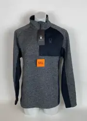 NWT Spyder Men's Size XXL Jacket Fleece 1/4 Zip Gray Black