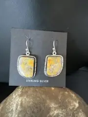 Womens Bumblebee Jasper Navajo Sterling Silver Earrings 15835