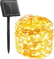 33Ft 100 LED Solar String Lights, 8 Modes Outdoor Fairy Lights Warm White