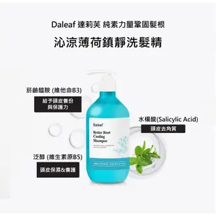 Daleaf 達利芙 鞏固髮根 沁涼薄荷系列3件組 洗髮精500ml + 去角質海鹽霜 + 頭皮洗髮梳 | 夏日必備