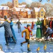 Skating at the Manor House (604 Piece Wooden Christmas Jigsaw Puzzle)