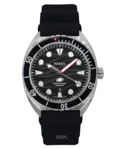 Fossil Breaker Silicone Strap Black Dial Quartz Divers FS6062 200M Mens Watch