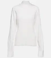 [Toteme] Toteme Ribbed-knit turtleneck wool-blend top AU 4 white