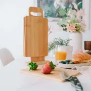 4PCS Bamboo Cutting Board Chopping Set Kitchen Display Stand Food Serving Plate