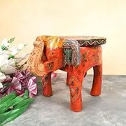 Wooden Elephant Stool | Elephant Showpiece - for Table Decor & Living Room Decor - 8 Inch