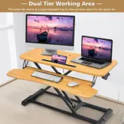 Costway Height Adjustable Stand Up Desk Riser with Large Keyboard Tray and Ta...